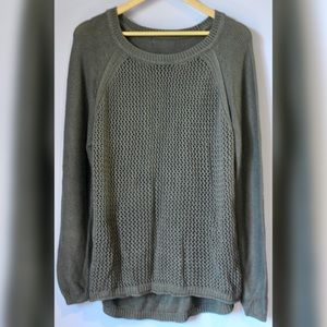 Forever 21 Olive Sweater w/ Open Knit Front